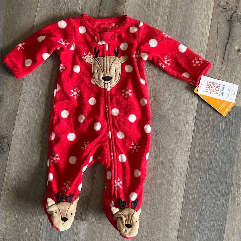 Carter's Red Baby Onesie with Reindeer Design